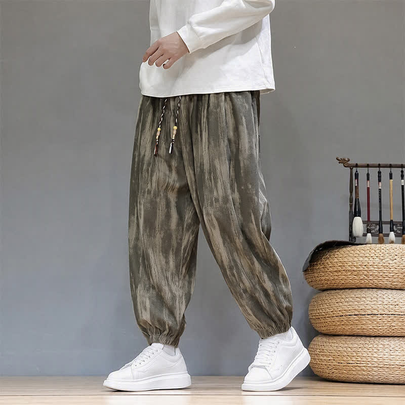 Buddha Stones Pantalones cortos casuales de otoño/invierno con cordón ajustable y rayas, de pana, estilo harem para hombre con bolsillos. - Gris oscuro - US/UK/AU46, EU56 (5XL) - image 0