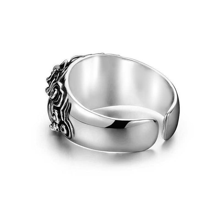 Buddha Stones Anillo ajustable de cobre con relieve tallado de Pi Xiu para conexión a tierra y prosperidad. - image 3