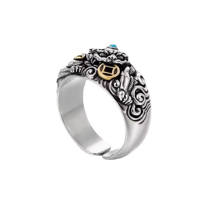 Buddha Stones Anillo ajustable de cobre con relieve tallado de Pi Xiu para conexión a tierra y prosperidad. - image 10