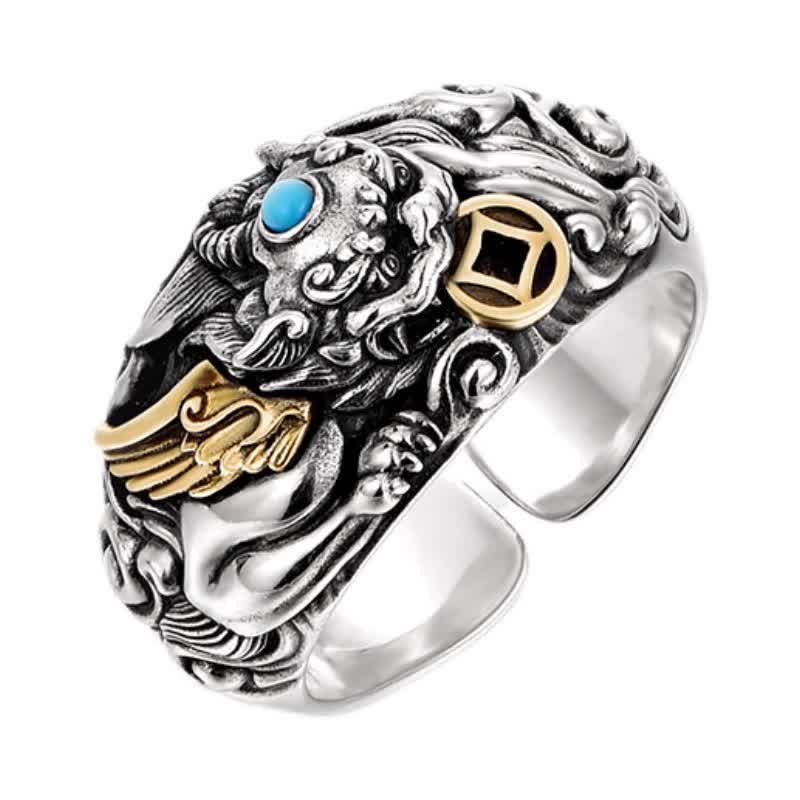 Buddha Stones Anillo ajustable de cobre con relieve tallado de Pi Xiu para conexión a tierra y prosperidad. - image 11
