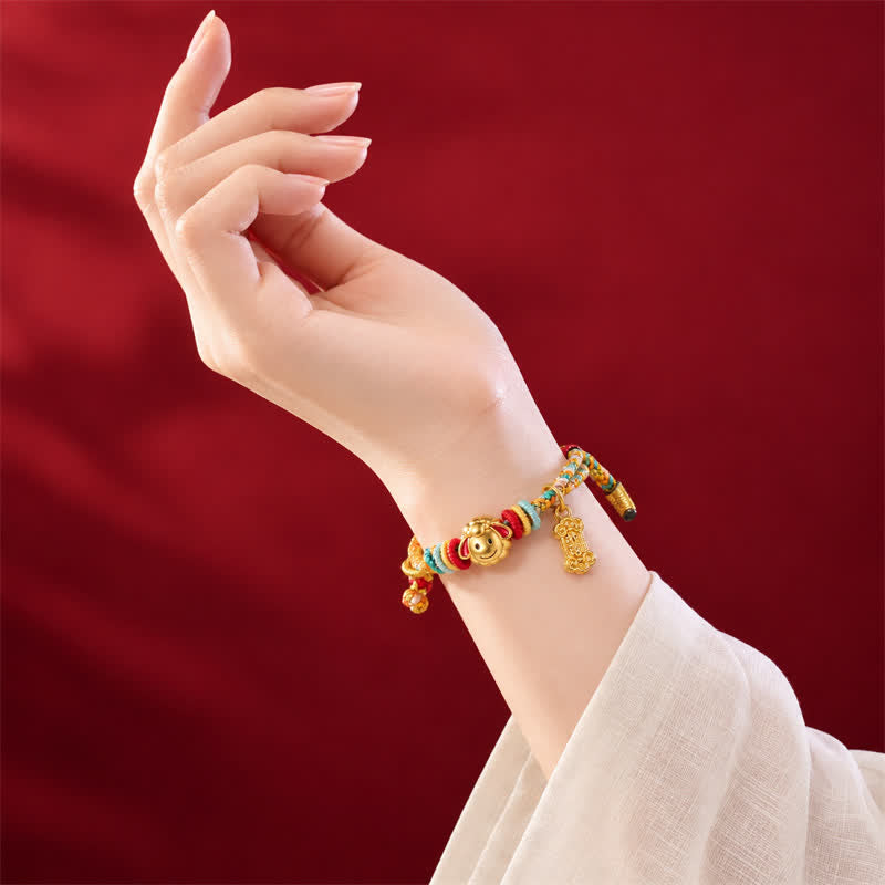 Buddha Stones Pulsera de hilo trenzado con dije de oveja de cobre colorida del Año de la Cabra - image 14