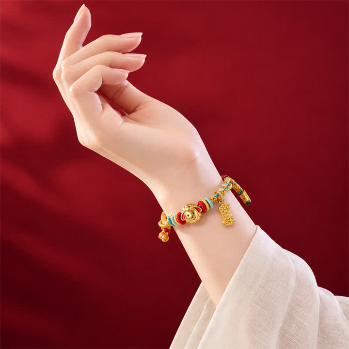 Buddha Stones Pulsera de hilo trenzado con dije de oveja de cobre colorida del Año de la Cabra - image 14