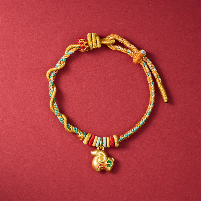 Buddha Stones Pulsera de hilo trenzado con dije de oveja de cobre colorida del Año de la Cabra - Oveja de buen augurio - image 9