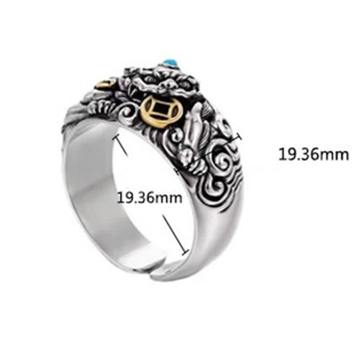 Buddha Stones Anillo ajustable de cobre con relieve tallado de Pi Xiu para conexión a tierra y prosperidad. - image 12