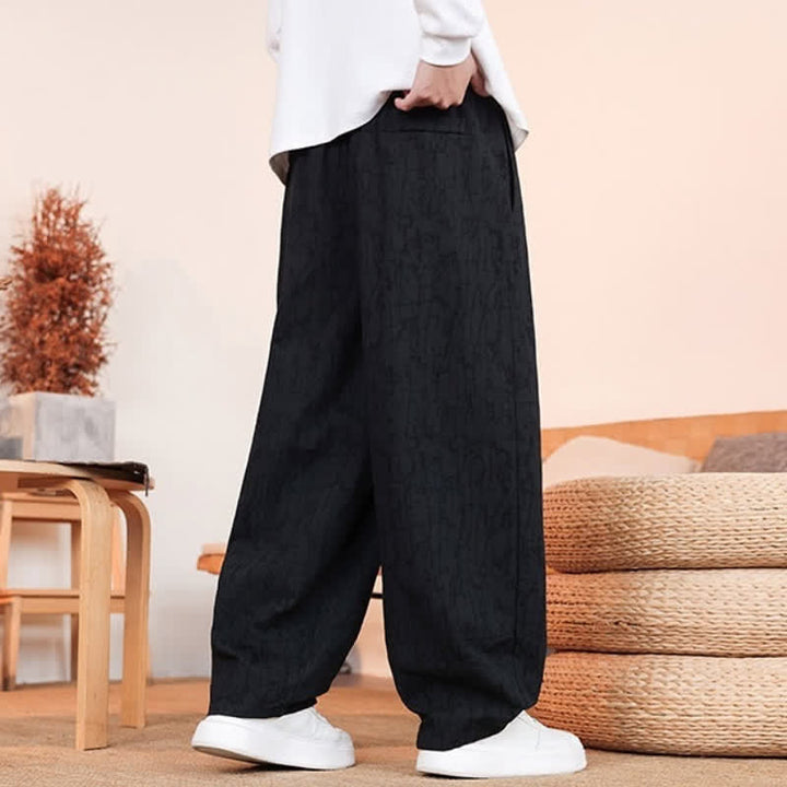 Buddha Stones Pantalones largos casuales de otoño con cordón ajustable y estampado de textura abstracta para hombre, de pierna recta y con bolsillos. - image 14