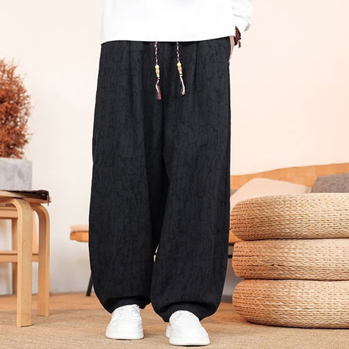 Buddha Stones Pantalones largos casuales de otoño con cordón ajustable y estampado de textura abstracta para hombre, de pierna recta y con bolsillos. - image 13