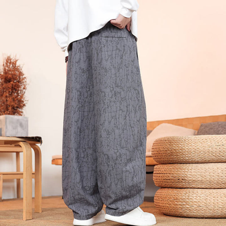 Buddha Stones Pantalones largos casuales de otoño con cordón ajustable y estampado de textura abstracta para hombre, de pierna recta y con bolsillos. - image 4