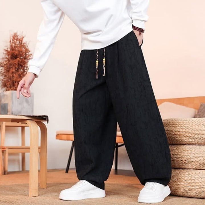 Buddha Stones Pantalones largos casuales de otoño con cordón ajustable y estampado de textura abstracta para hombre, de pierna recta y con bolsillos. - image 15