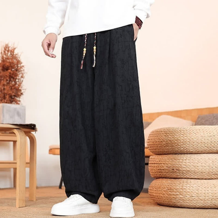 Buddha Stones Pantalones largos casuales de otoño con cordón ajustable y estampado de textura abstracta para hombre, de pierna recta y con bolsillos. - image 16