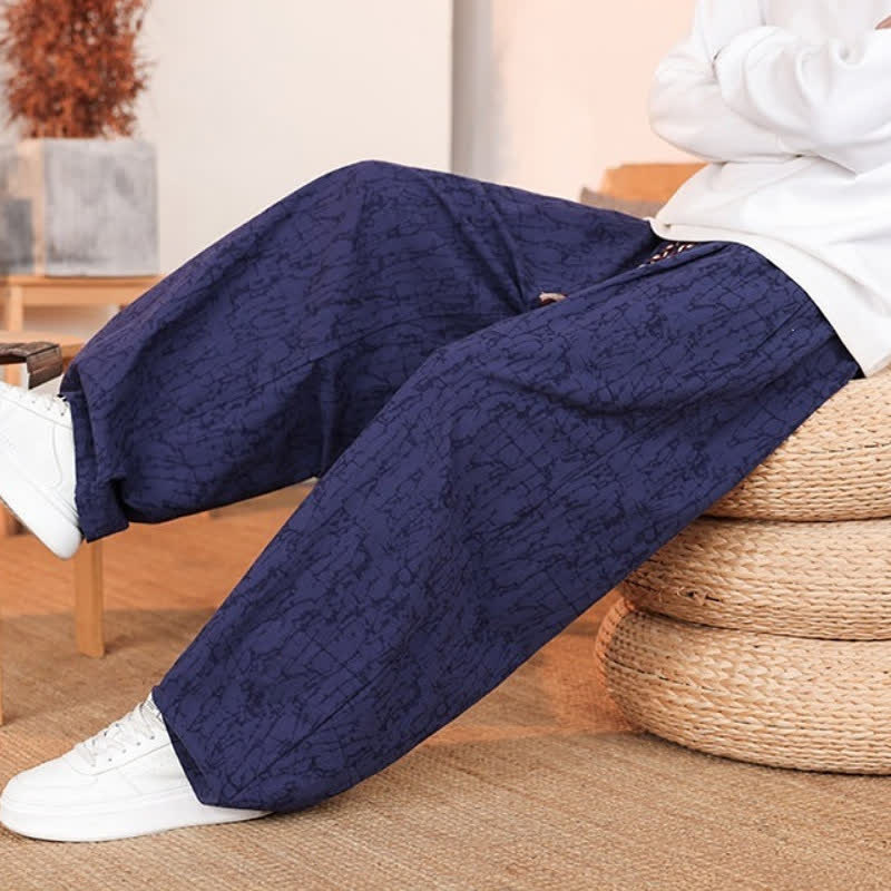 Buddha Stones Pantalones largos casuales de otoño con cordón ajustable y estampado de textura abstracta para hombre, de pierna recta y con bolsillos. - image 25