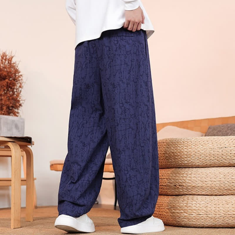 Buddha Stones Pantalones largos casuales de otoño con cordón ajustable y estampado de textura abstracta para hombre, de pierna recta y con bolsillos. - image 22