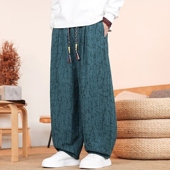 Buddha Stones Pantalones largos casuales de otoño con cordón ajustable y estampado de textura abstracta para hombre, de pierna recta y con bolsillos. - image 27