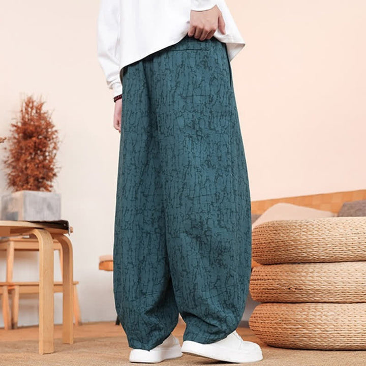 Buddha Stones Pantalones largos casuales de otoño con cordón ajustable y estampado de textura abstracta para hombre, de pierna recta y con bolsillos. - image 29