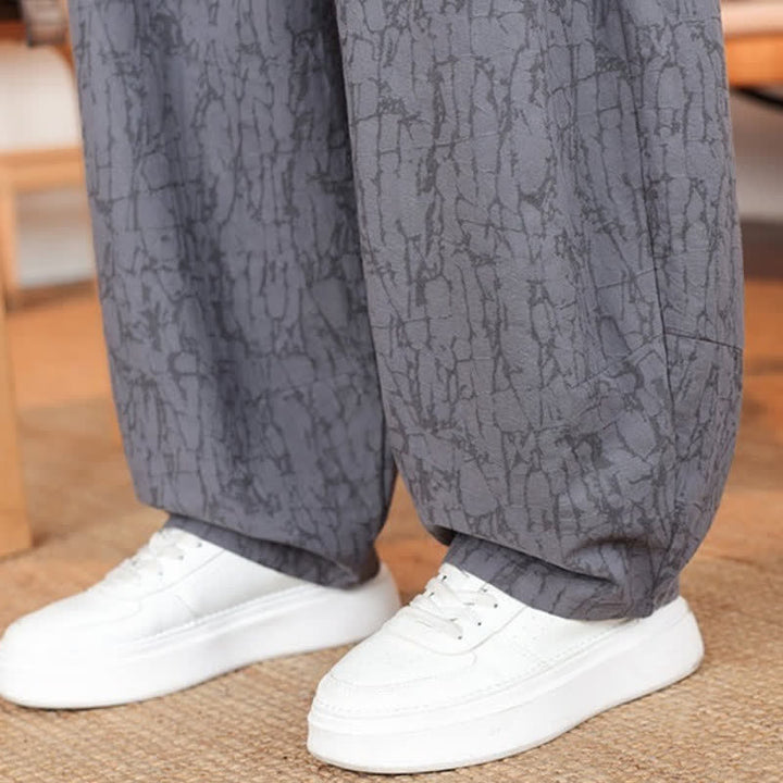 Buddha Stones Pantalones largos casuales de otoño con cordón ajustable y estampado de textura abstracta para hombre, de pierna recta y con bolsillos. - image 10