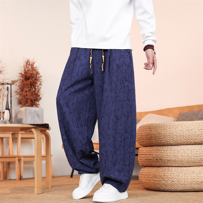 Buddha Stones Pantalones largos casuales de otoño con cordón ajustable y estampado de textura abstracta para hombre, de pierna recta y con bolsillos. - image 24