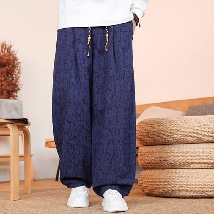 Buddha Stones Pantalones largos casuales de otoño con cordón ajustable y estampado de textura abstracta para hombre, de pierna recta y con bolsillos. - image 21