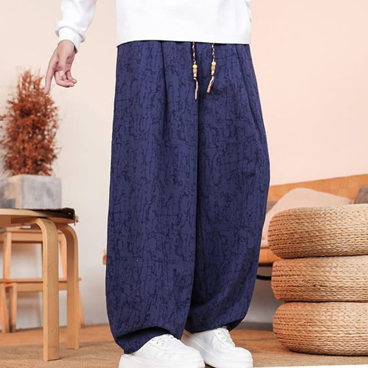 Buddha Stones Pantalones largos casuales de otoño con cordón ajustable y estampado de textura abstracta para hombre, de pierna recta y con bolsillos. - image 19