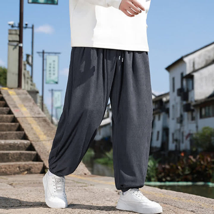 Buddha Stones Pantalones de invierno básicos clásicos con cordón ajustable, color liso, estilo harem para hombre, con bolsillos. - Gris - US/UK/AU46, EU56 (5XL) - image 16