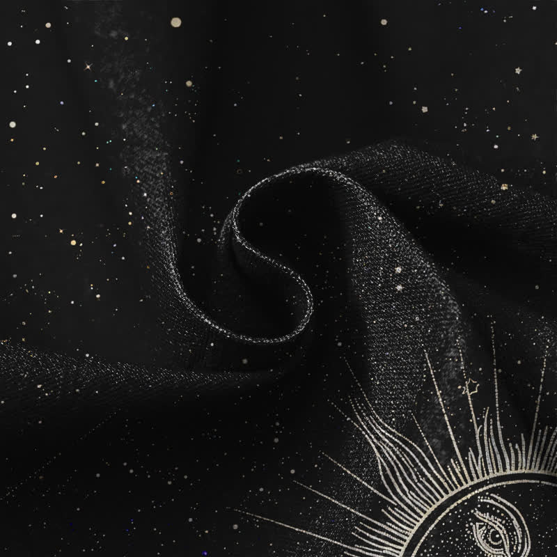 Buddha Stones Pantalones harem de algodón puro con estampado de sol, luna y cielo estrellado, botones de rana y cintura elástica para mujer con bolsillos. - image 4