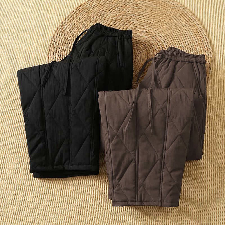 Buddha Stones Pantalones tobilleros geométricos casuales de invierno con cordón ajustable para mujer, de pierna recta y con bolsillos. - image 17