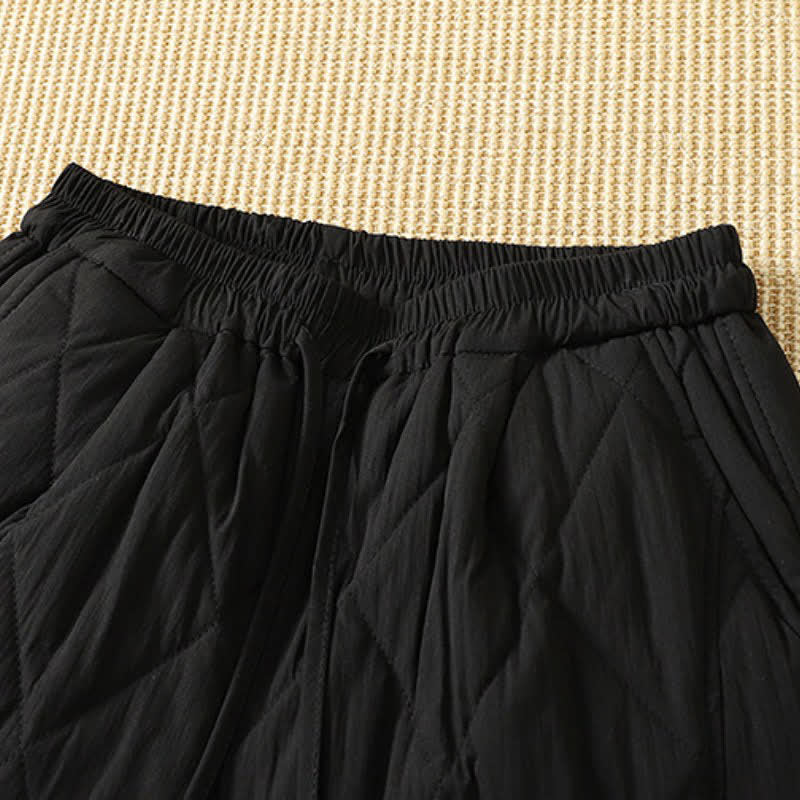 Buddha Stones Pantalones tobilleros geométricos casuales de invierno con cordón ajustable para mujer, de pierna recta y con bolsillos. - image 13
