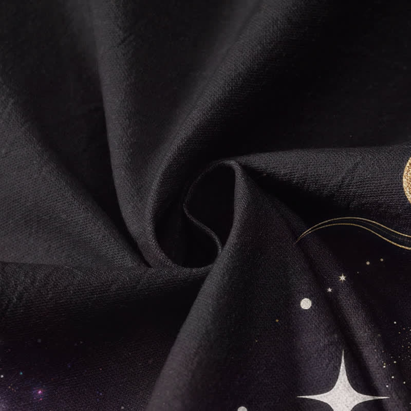Buddha Stones Camisa kimono de manga larga para mujer, estilo hanfu, con cuello en V y cordones, de algodón, con estampado de loto celestial y luna. - image 4
