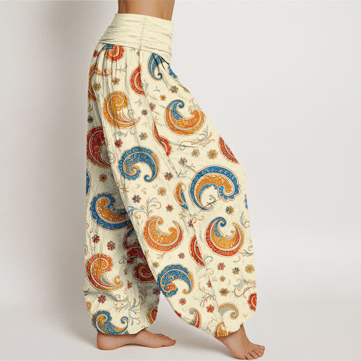 Buddha Stones Pantalones harem de mujer con cintura elástica, estampado exótico de cachemir y algodón. - image 10