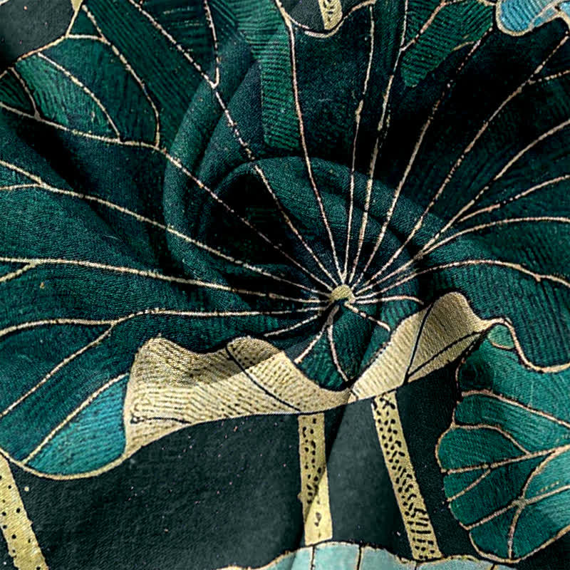 Buddha Stones Pantalones de mujer de algodón puro con estampado de flor de loto Serene y cintura elástica con bolsillos. - image 3