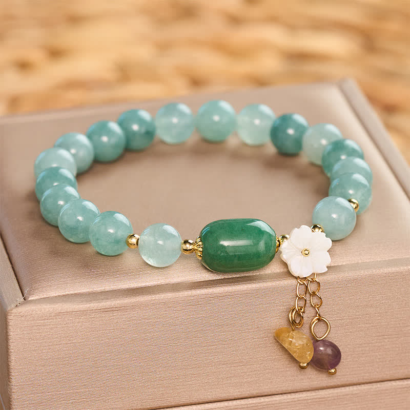 Buddha Stones Pulsera elástica protectora con dije de flor de jade - image 4