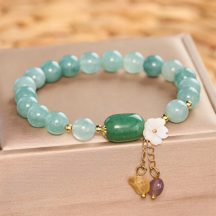Buddha Stones Pulsera elástica protectora con dije de flor de jade - image 5