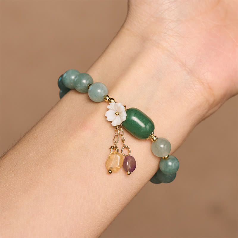 Buddha Stones Pulsera elástica protectora con dije de flor de jade - image 8