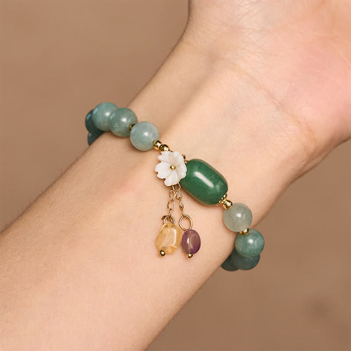Buddha Stones Pulsera elástica protectora con dije de flor de jade - image 8