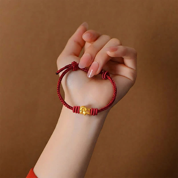 Buddha Stones Pulsera con dije de cabra trenzada de hilo rojo - image 3