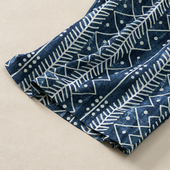 Pantalones anchos con estampado de rayas azules y Buddha Stones, con bolsillos. - image 5