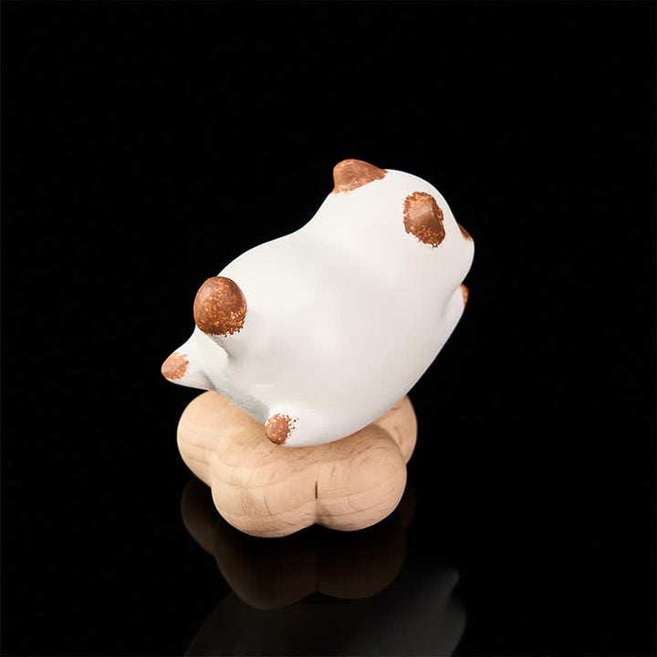 Buddha Stones Decoración de animales adorables: gato, perro, té giratorio de madera de haya - image 3