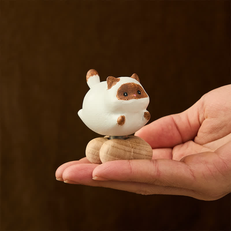 Buddha Stones Decoración de animales adorables: gato, perro, té giratorio de madera de haya - image 6