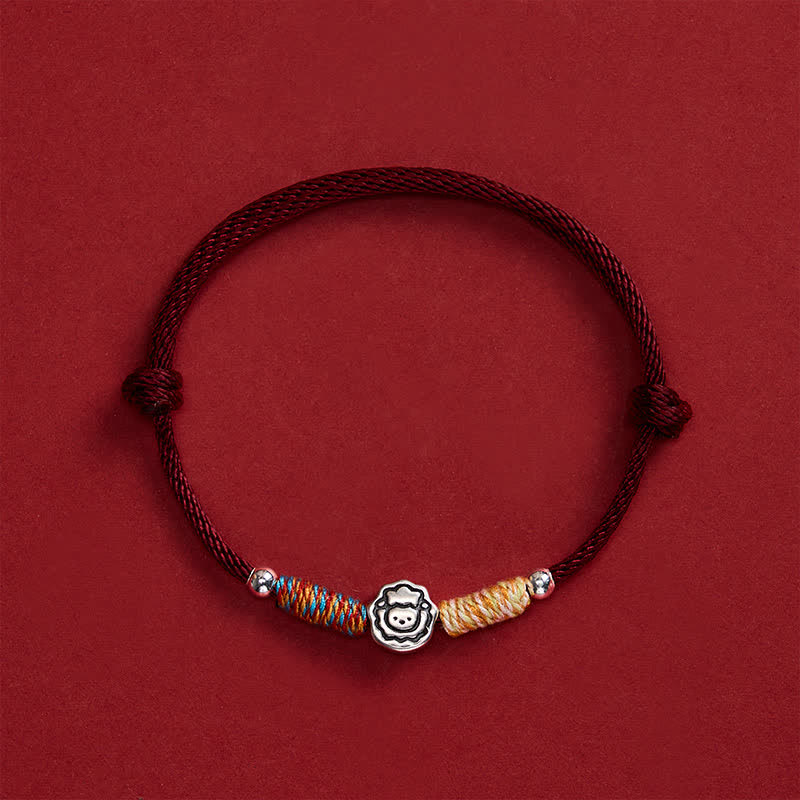 Buddha Stones Pulsera de hilo rojo de plata de ley 999 del zodíaco chino para la suerte y la protección, del Año de la Cabra - Cabra - image 0