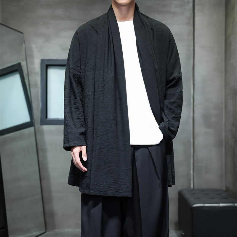 Buddha Stones Kimono clásico minimalista de otoño para hombre con bolsillo - Negro - US/UK/AU46, UE 56 (3XL) - image 20