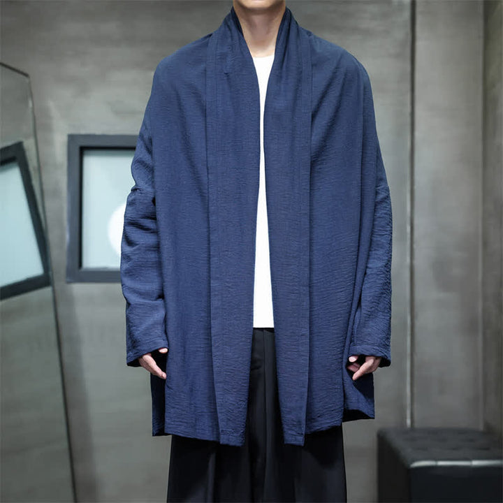Buddha Stones Kimono clásico minimalista de otoño para hombre con bolsillo - Azul pizarra oscuro - US/UK/AU46, UE 56 (3XL) - image 14