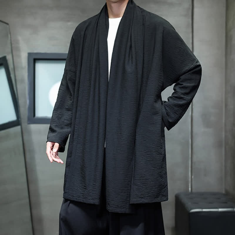 Buddha Stones Kimono clásico minimalista de otoño para hombre con bolsillo - image 23