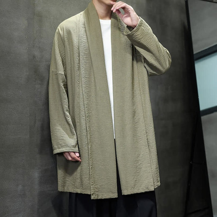 Buddha Stones Kimono clásico minimalista de otoño para hombre con bolsillo - image 2