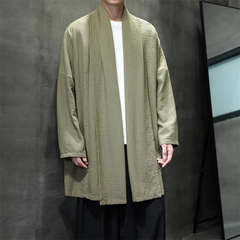 Buddha Stones Kimono clásico minimalista de otoño para hombre con bolsillo - image 9