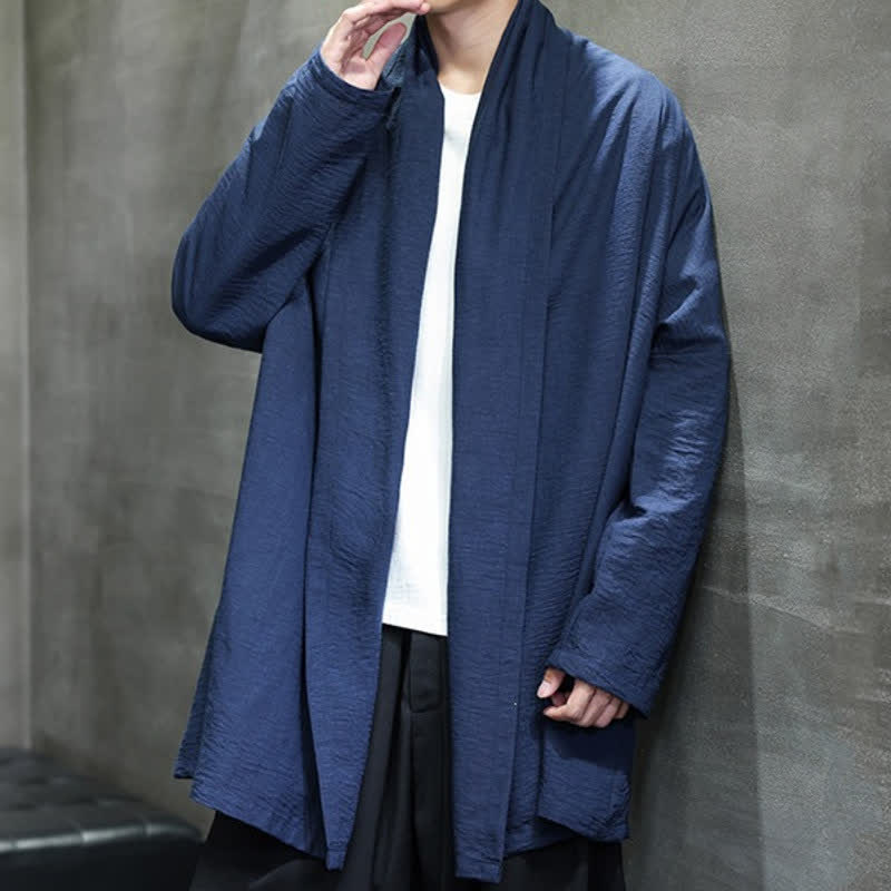 Buddha Stones Kimono clásico minimalista de otoño para hombre con bolsillo - image 17