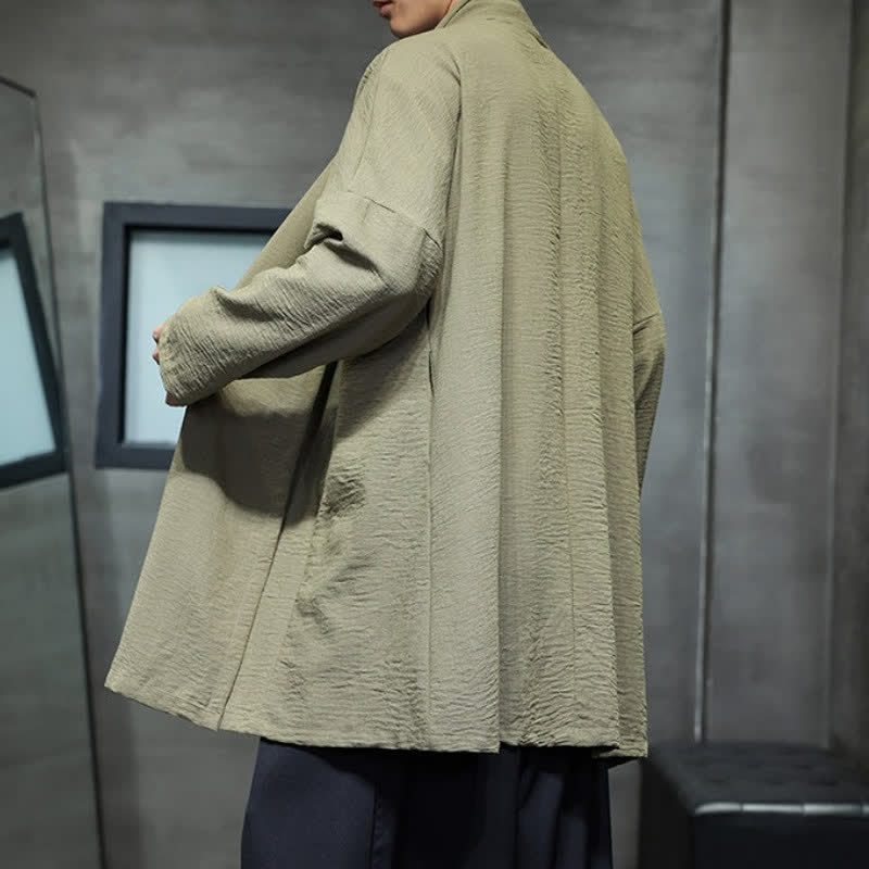 Buddha Stones Kimono clásico minimalista de otoño para hombre con bolsillo - image 4