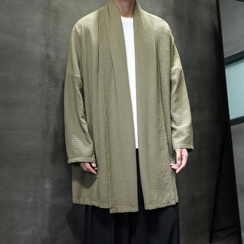 Buddha Stones Kimono clásico minimalista de otoño para hombre con bolsillo - image 5