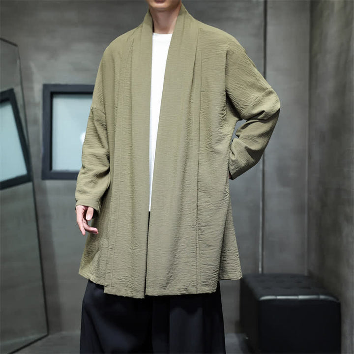 Buddha Stones Kimono clásico minimalista de otoño para hombre con bolsillo - image 7