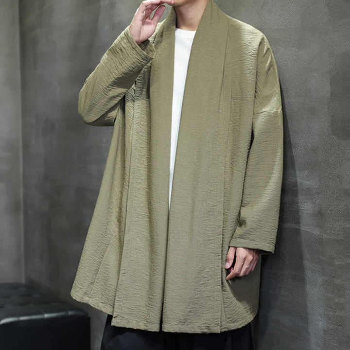 Buddha Stones Kimono clásico minimalista de otoño para hombre con bolsillo - image 3