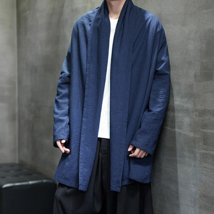 Buddha Stones Kimono clásico minimalista de otoño para hombre con bolsillo - image 19