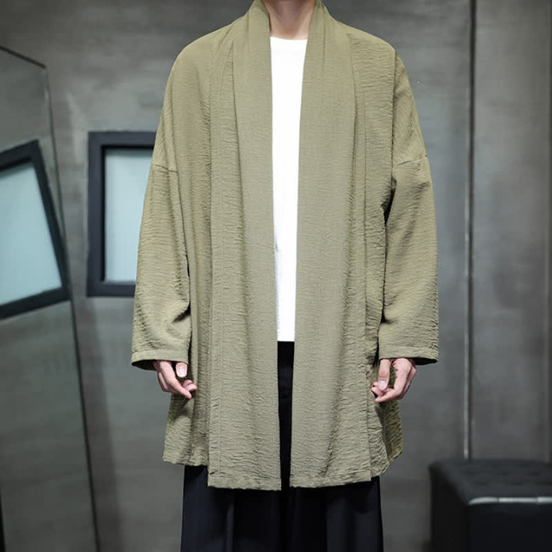 Buddha Stones Kimono clásico minimalista de otoño para hombre con bolsillo - image 1