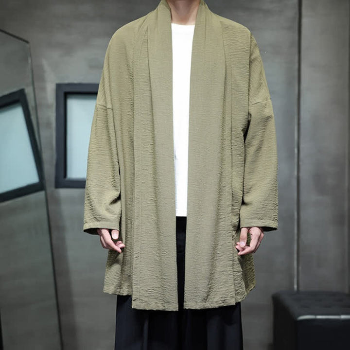 Buddha Stones Kimono clásico minimalista de otoño para hombre con bolsillo - image 1